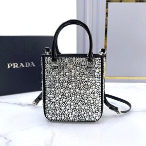 Prada Satin Tote Bag with Crystals