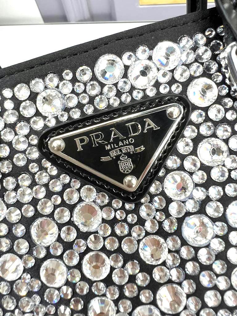 Prada Satin Tote Bag with Crystals - Image 2