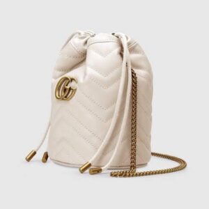 Gucci GG Marmont mini bucket Bag White Leather - Image 2