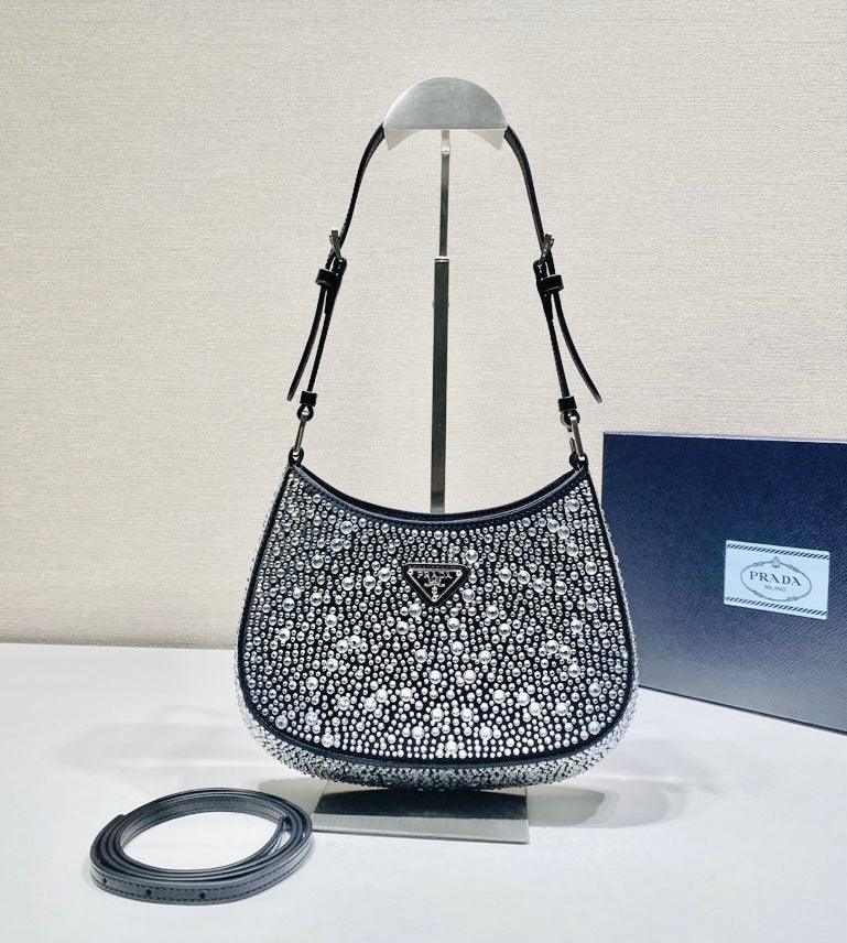 Prada Cleo Satin Bag with Crystals - Image 1