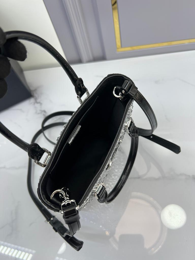 Prada Satin Tote Bag with Crystals - Image 3