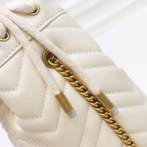 Gucci GG Marmont mini bucket Bag White Leather - Image 3