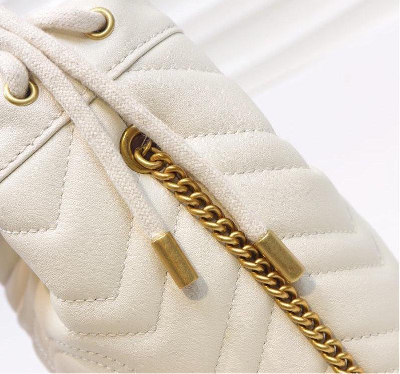 Gucci GG Marmont mini bucket Bag White Leather - Image 3