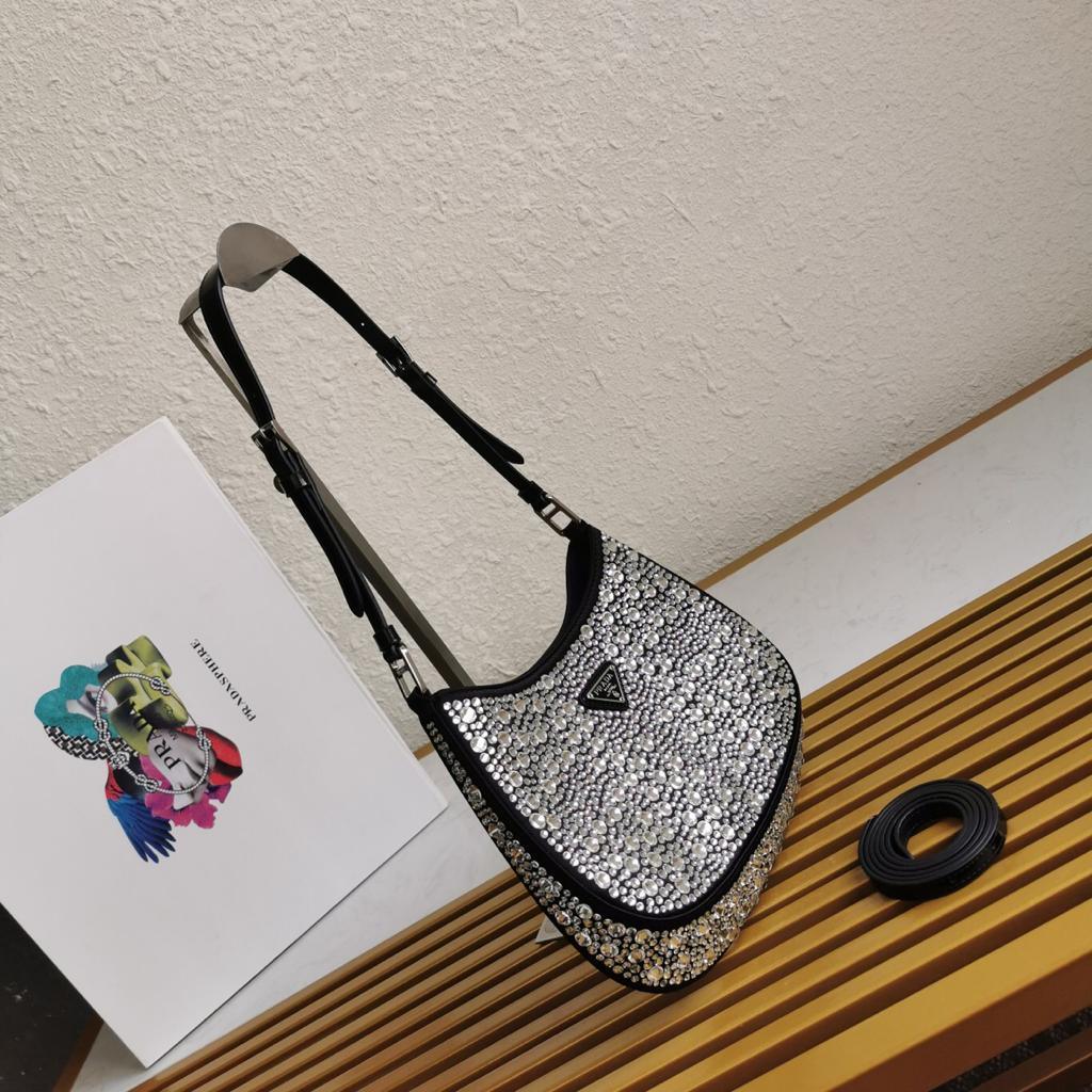 Prada Cleo Satin Bag with Crystals - Image 6