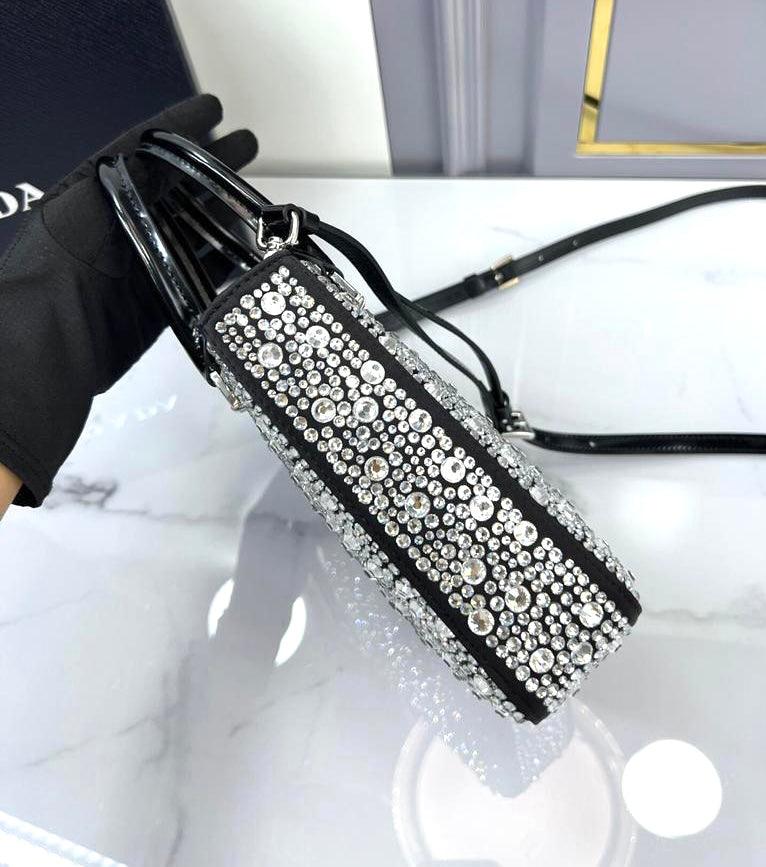 Prada Satin Tote Bag with Crystals - Image 5