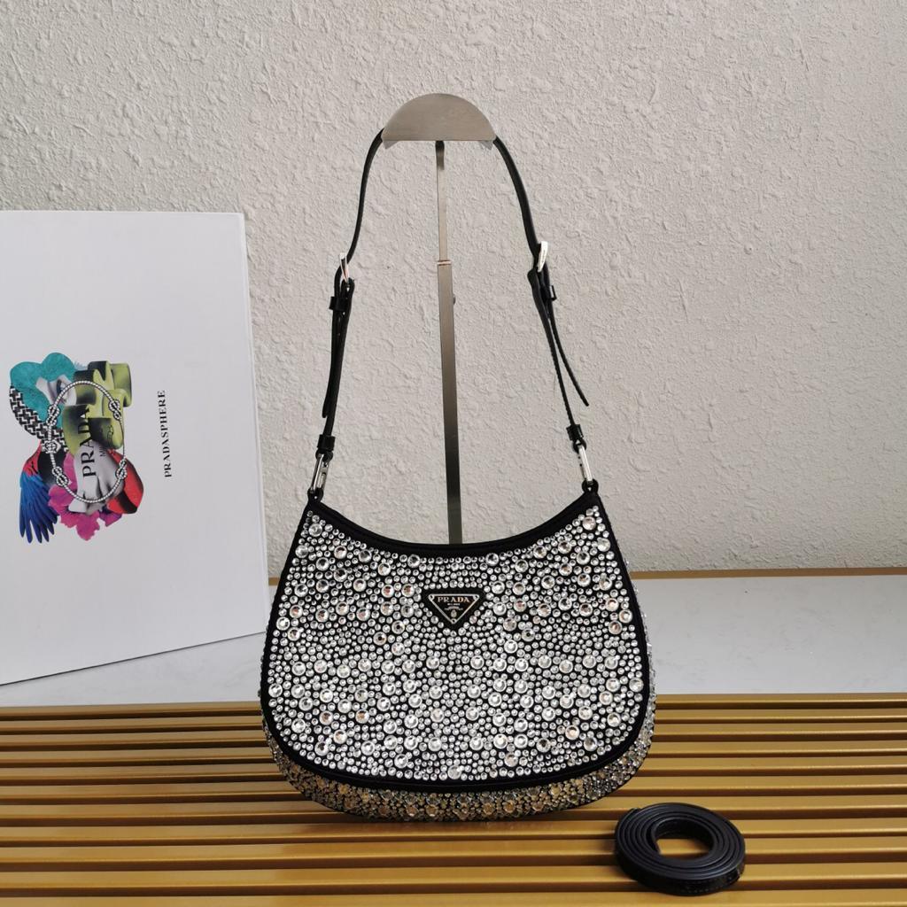 Prada Cleo Satin Bag with Crystals - Image 8