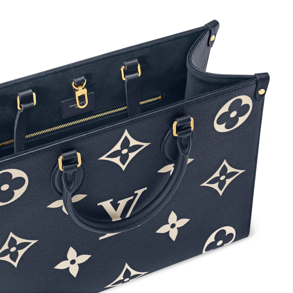 LV OnTheGo MM Navy Blue cream